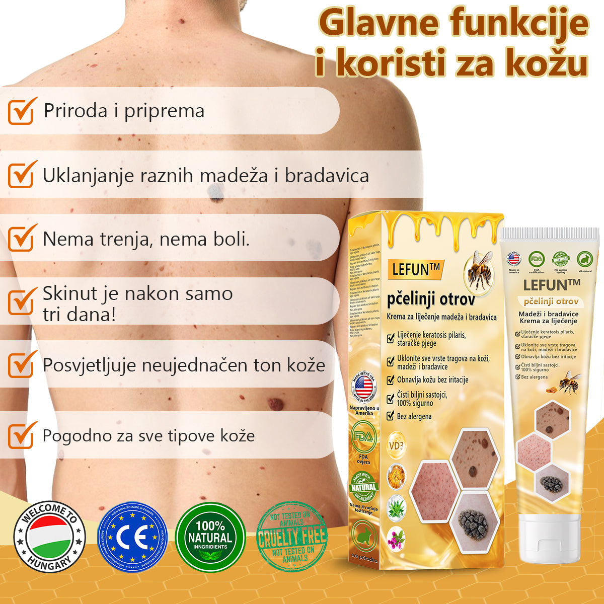 [🍀Službena Trgovina Marke🍀] 🐝🐝LEFUN™ Krema za liječenje madeža i bradavica s pčelinjim otrovom(👨‍⚕AAD PREPORUČUJE)2